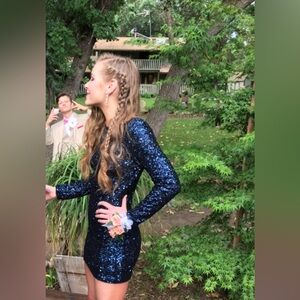 Dress The Population Navy Blue Sequin Dress